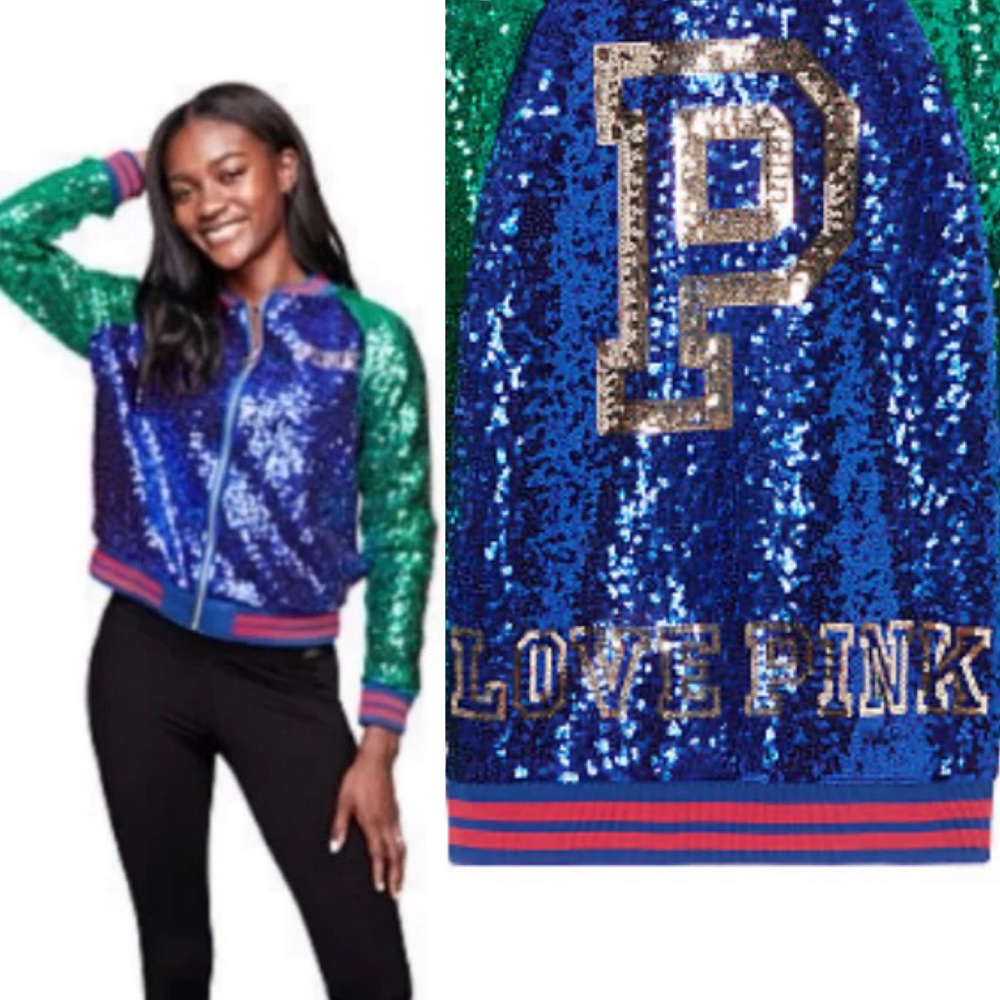 Vs PINK Exclusive Bling Bomber Jacket